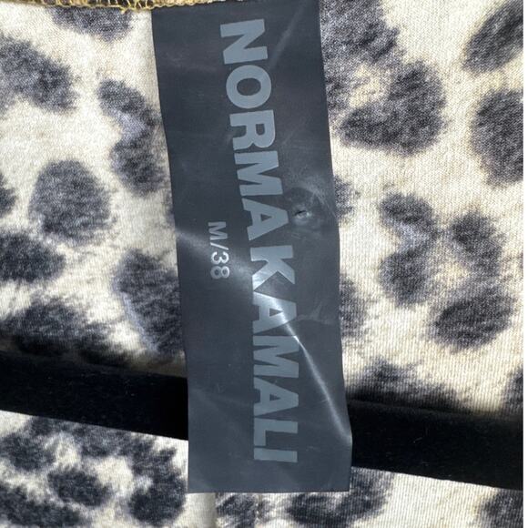 Norma Kamali Animal Print Faux Wrap Dress Flattering Stretch Size M Designer - Picture 9 of 11